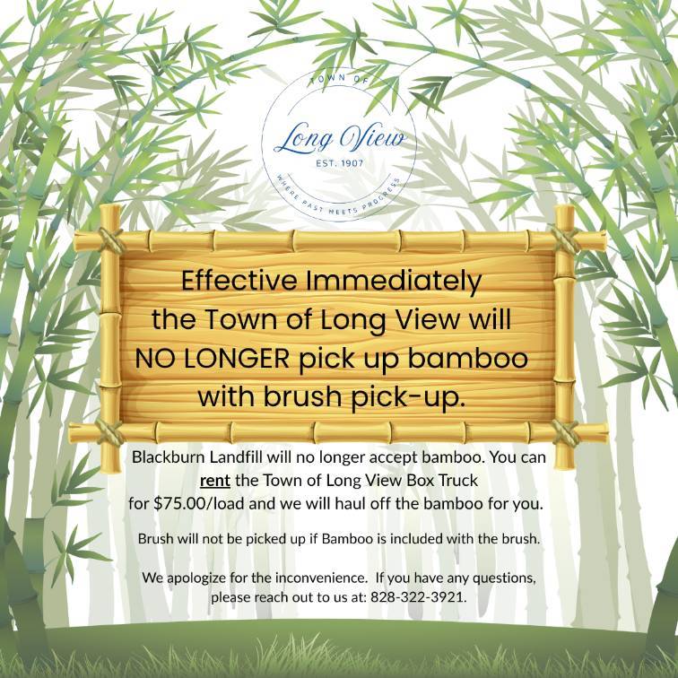 Effective Immediately the Town of Long View will NO LONGER pick up bamboo with brush pick-up. - Copy - Copy